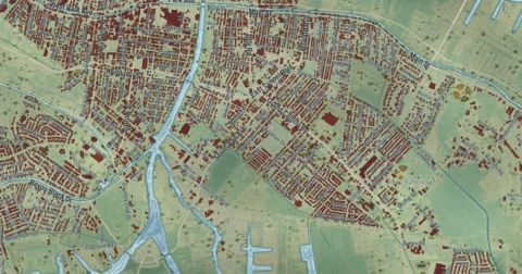 Detail of the map of Houma, Louisiana
