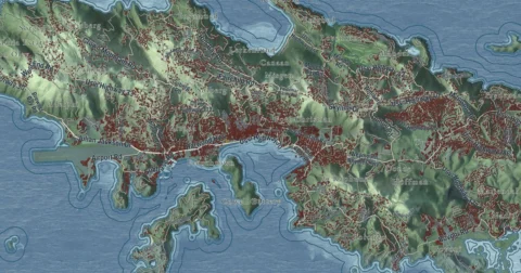 Detail of the map of St. Thomas, U.S. Virgin Islands