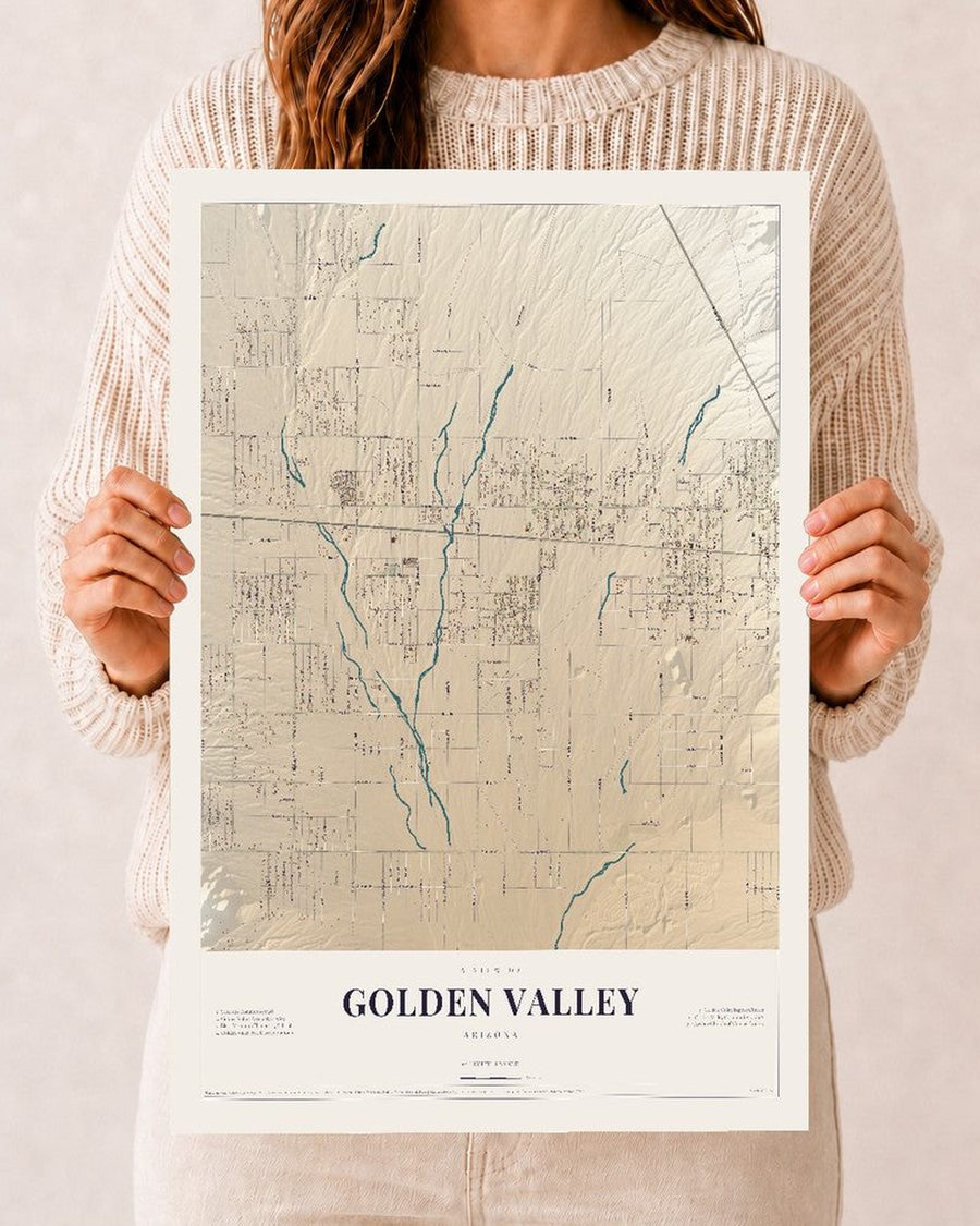 Golden Valley, Arizona map print, 12 x 18 in, print only