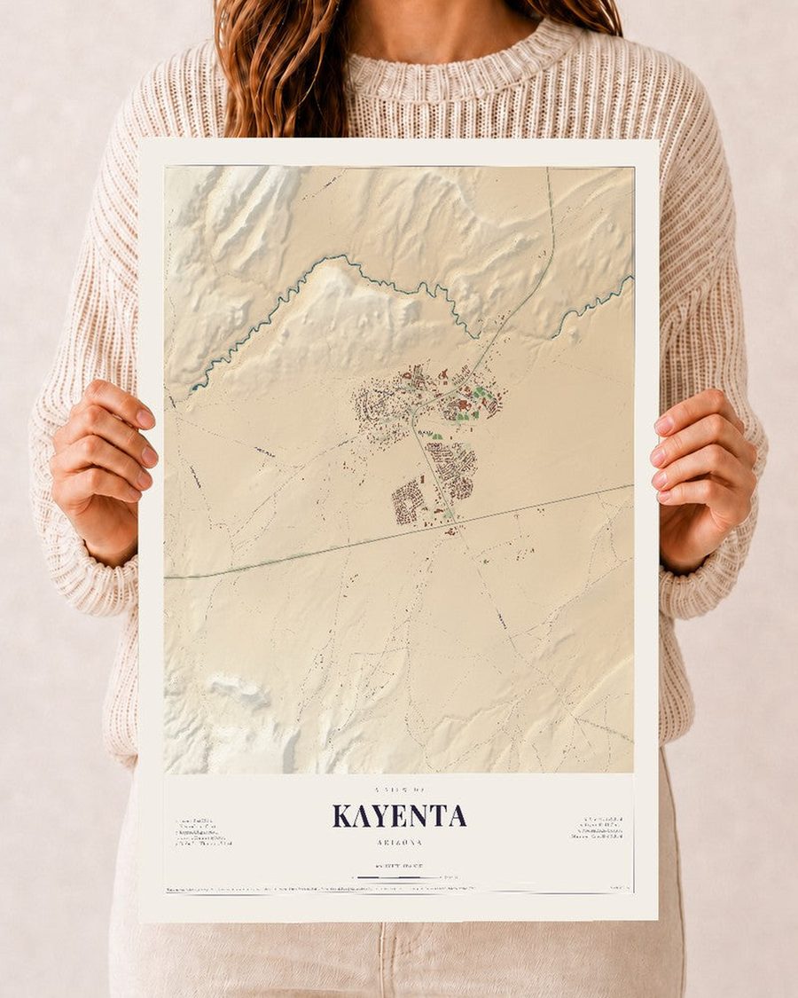 Kayenta, Arizona map print, 12 x 18 in, print only