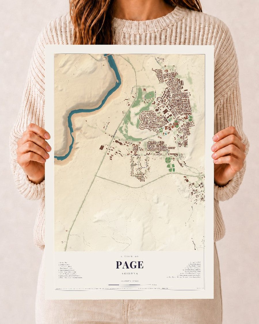 Page, Arizona map print, 12 x 18 in, print only