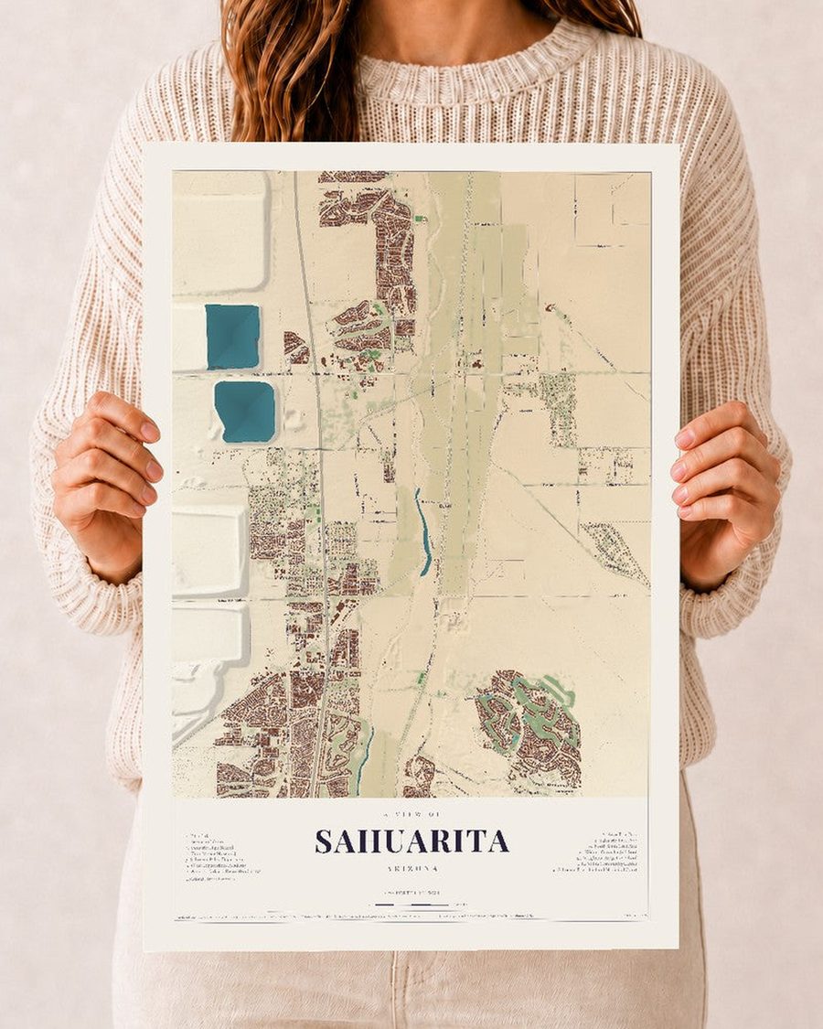 Sahuarita, Arizona map print, 12 x 18 in, print only