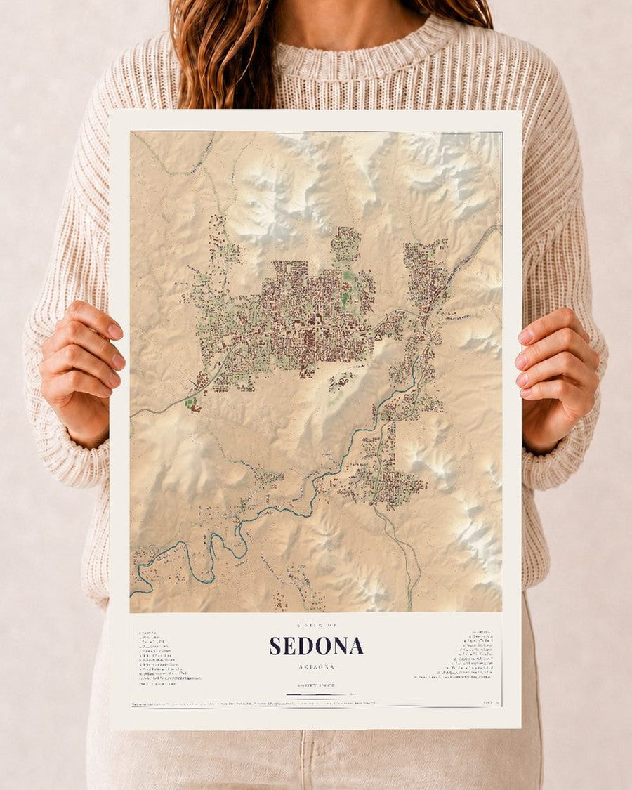 Sedona, Arizona map print, 12 x 18 in, print only