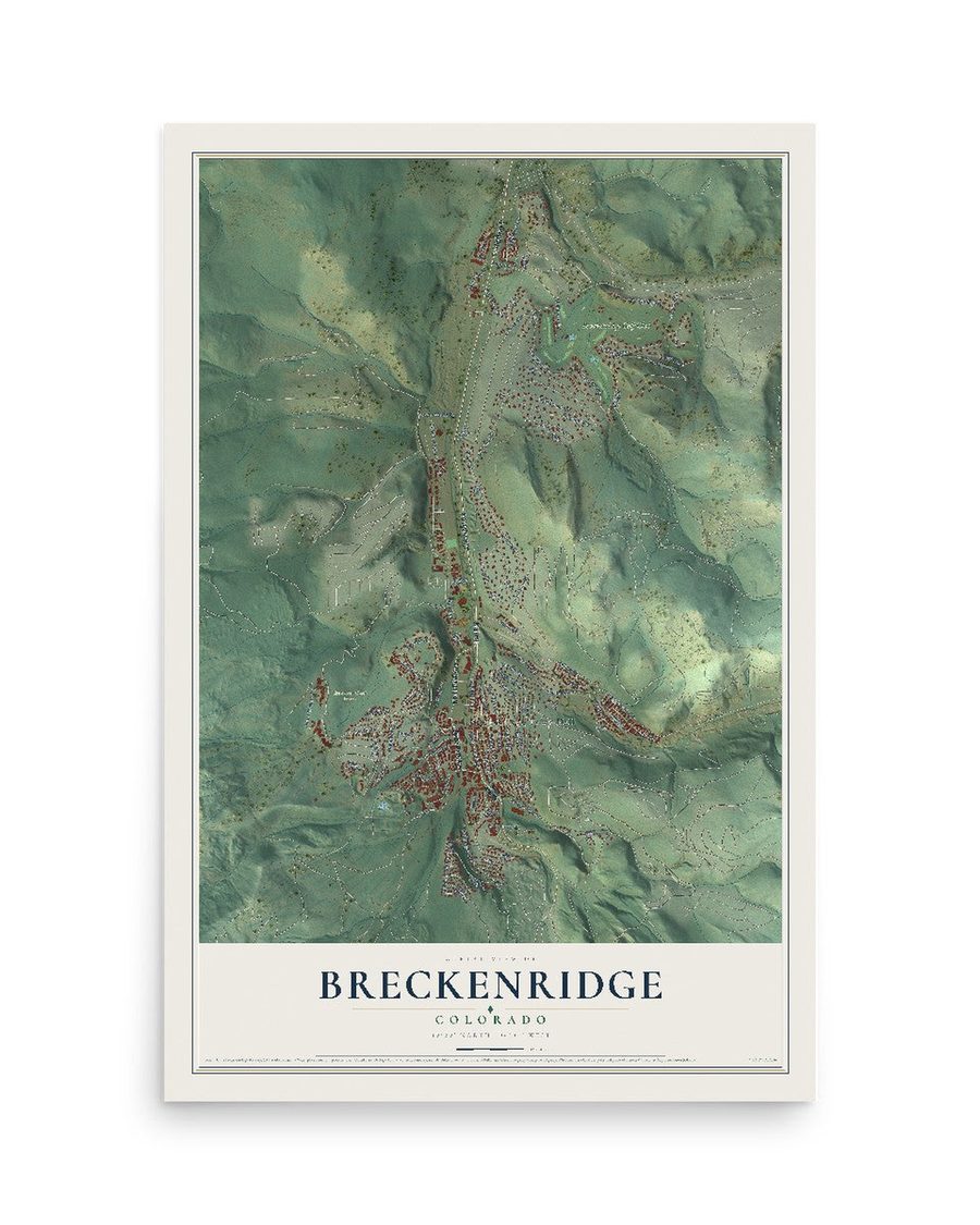 Breckenridge, Colorado map print, 12 x 18 in, print only