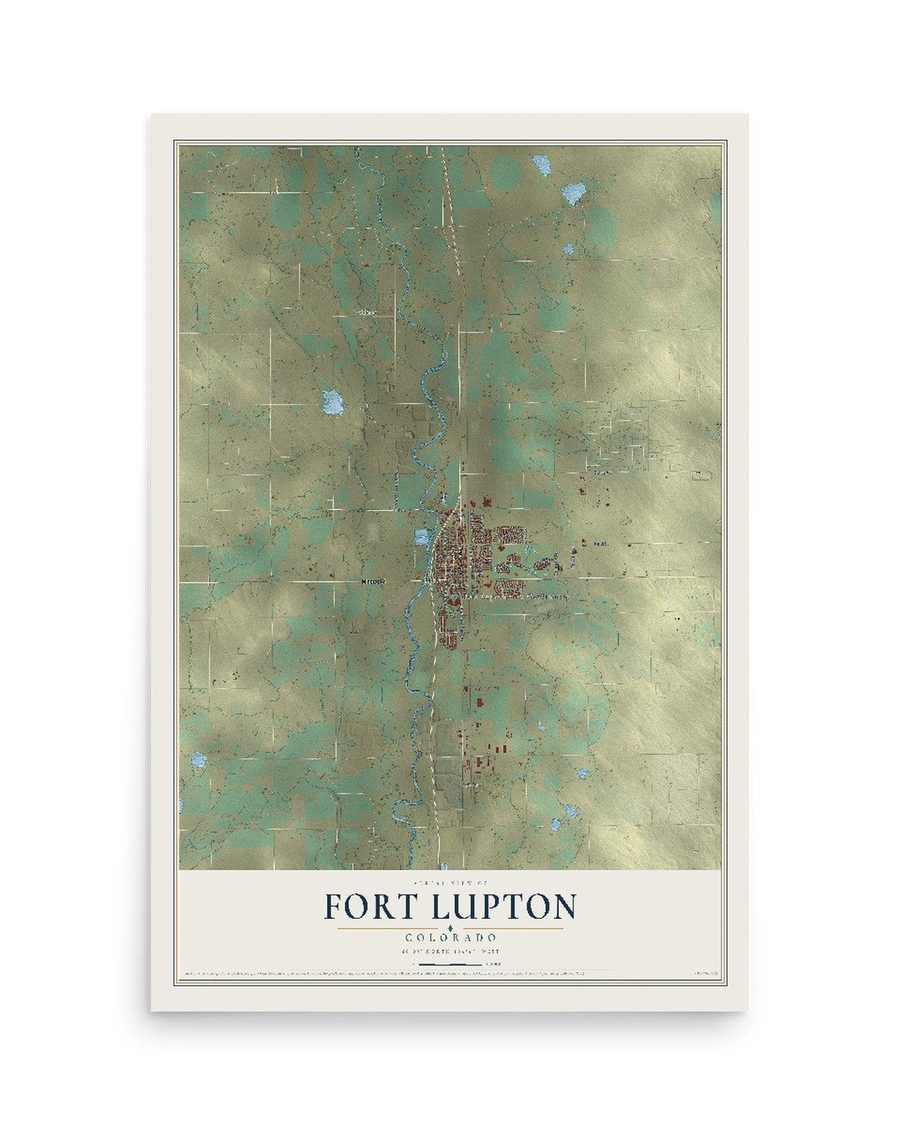 Fort Lupton, Colorado map print, 12 x 18 in, print only