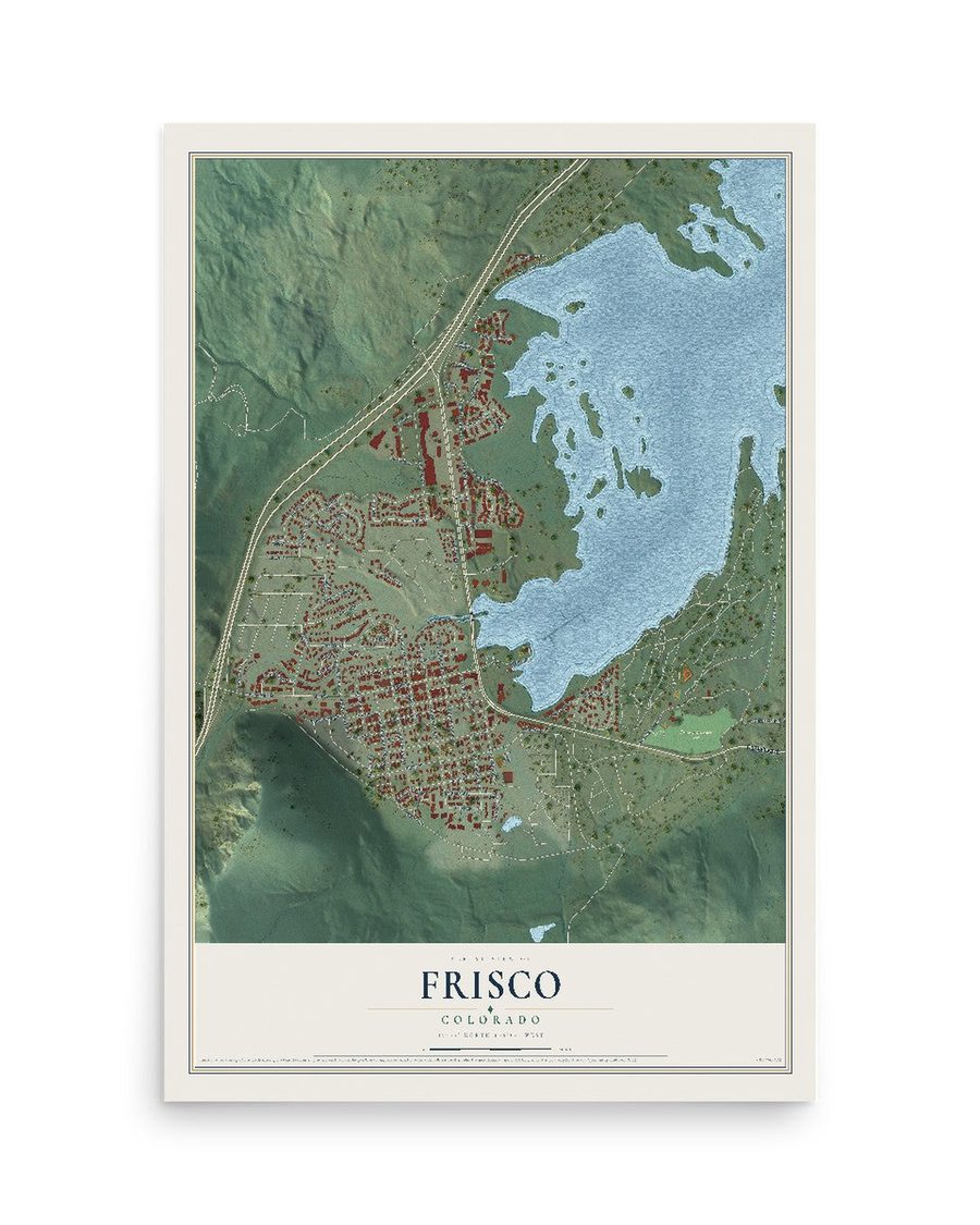 Frisco, Colorado map print, 12 x 18 in, print only