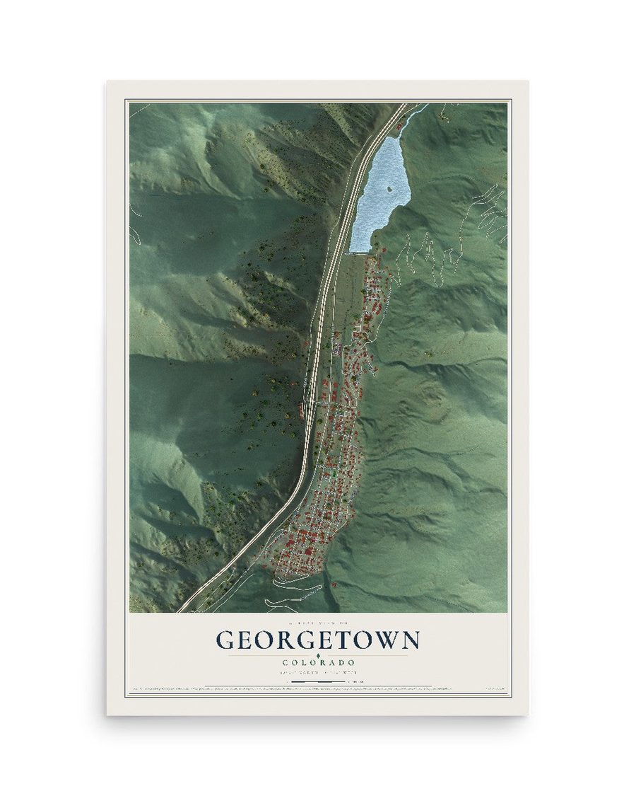 Georgetown, Colorado map print, 12 x 18 in, print only