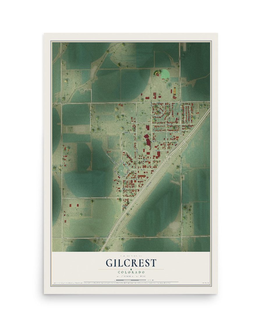 Gilcrest, Colorado map print, 12 x 18 in, print only