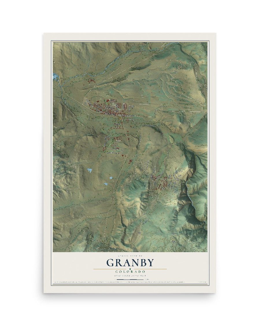 Granby, Colorado map print, 12 x 18 in, print only