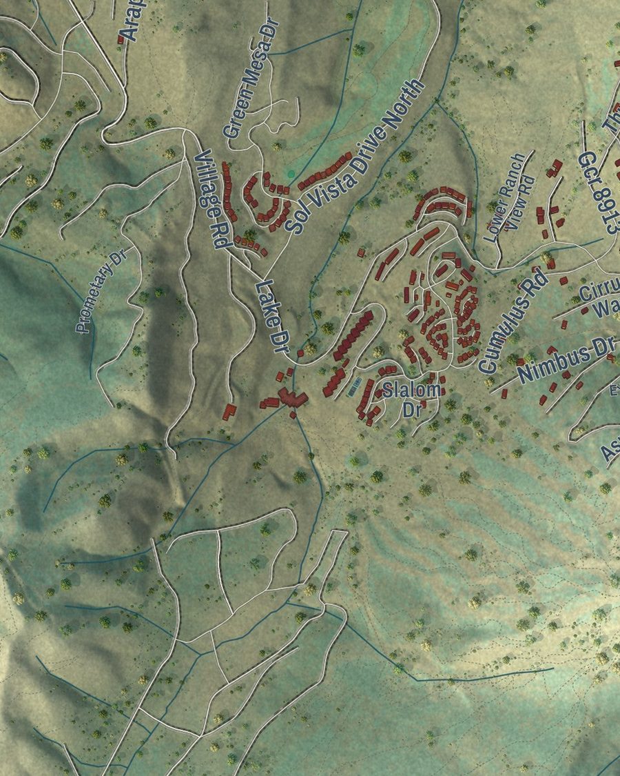 Close-up of Granby streets on the map
