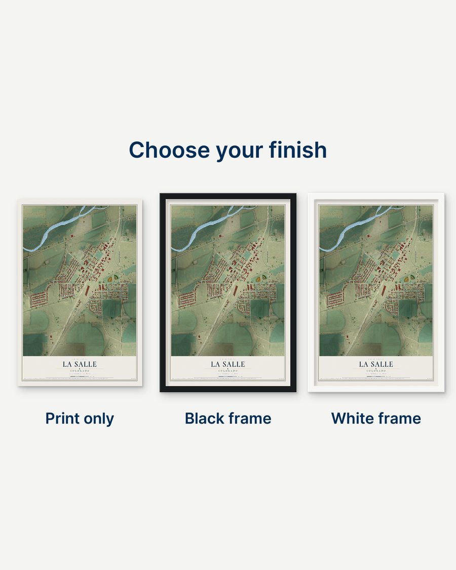 The La Salle, Colorado map as a print only, in a black frame and in a white frame
