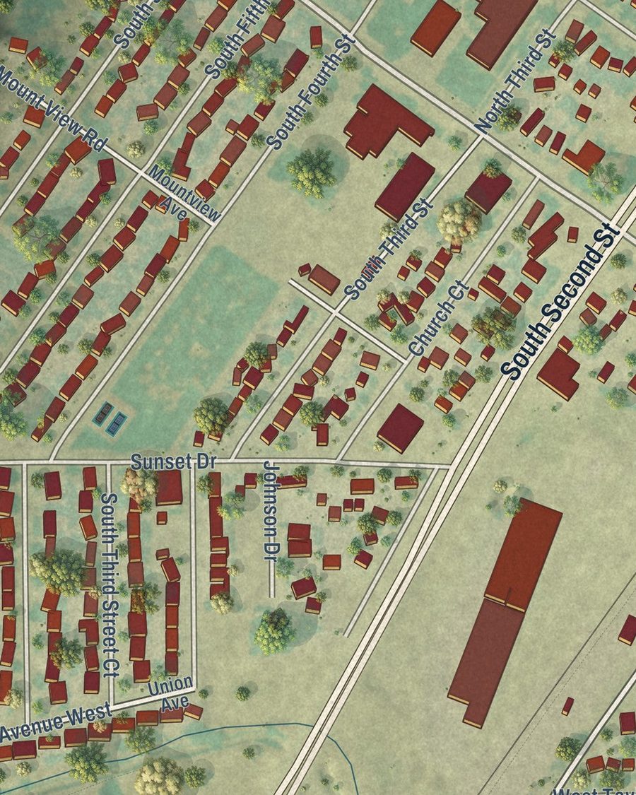Close-up of La Salle streets on the map