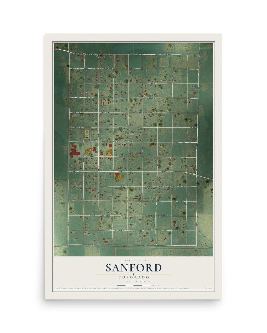 Sanford, Colorado map print, 12 x 18 in, print only