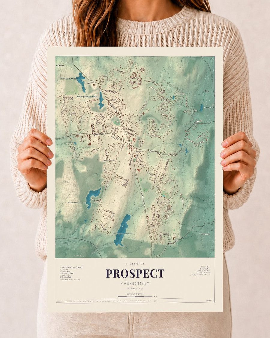 Prospect, Connecticut map print, 12 x 18 in, print only