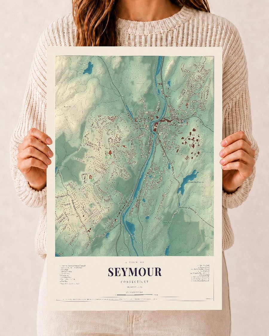 Seymour, Connecticut map print, 12 x 18 in, print only