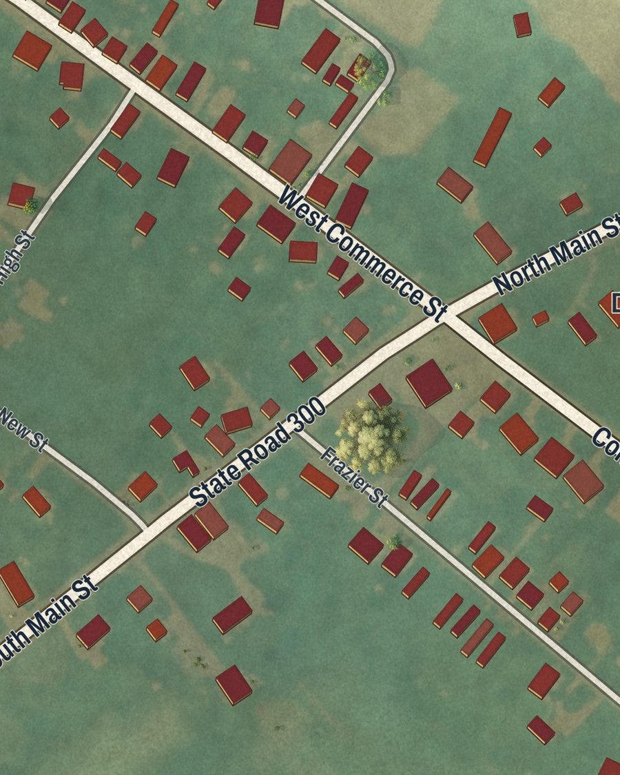 Close-up of Kenton streets on the map