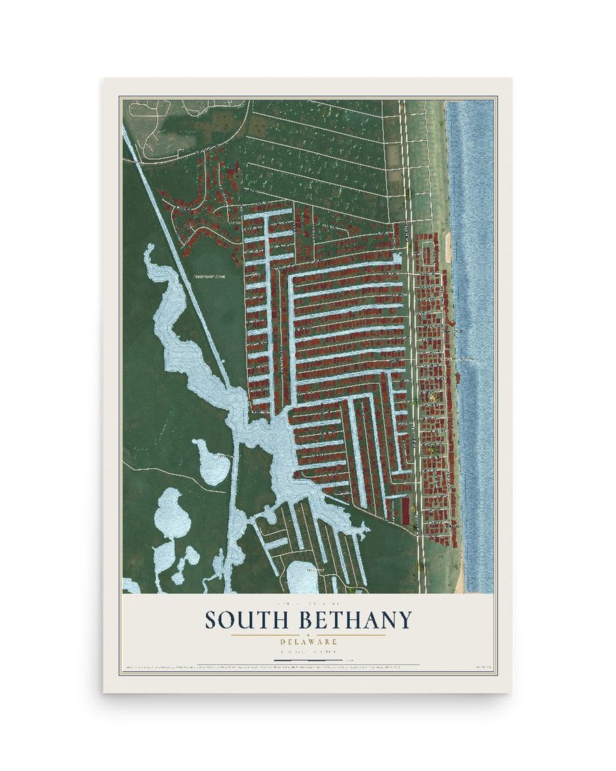 South Bethany, Delaware map print, 12 x 18 in, print only