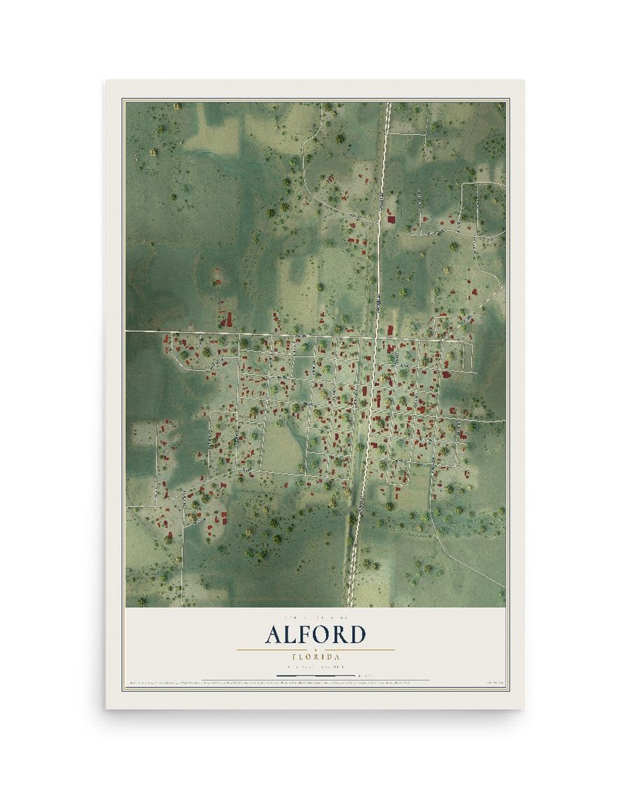 Alford, Florida map print, 12 x 18 in, print only
