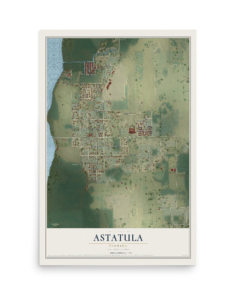 Astatula, Florida map print, 12 x 18 in, print only