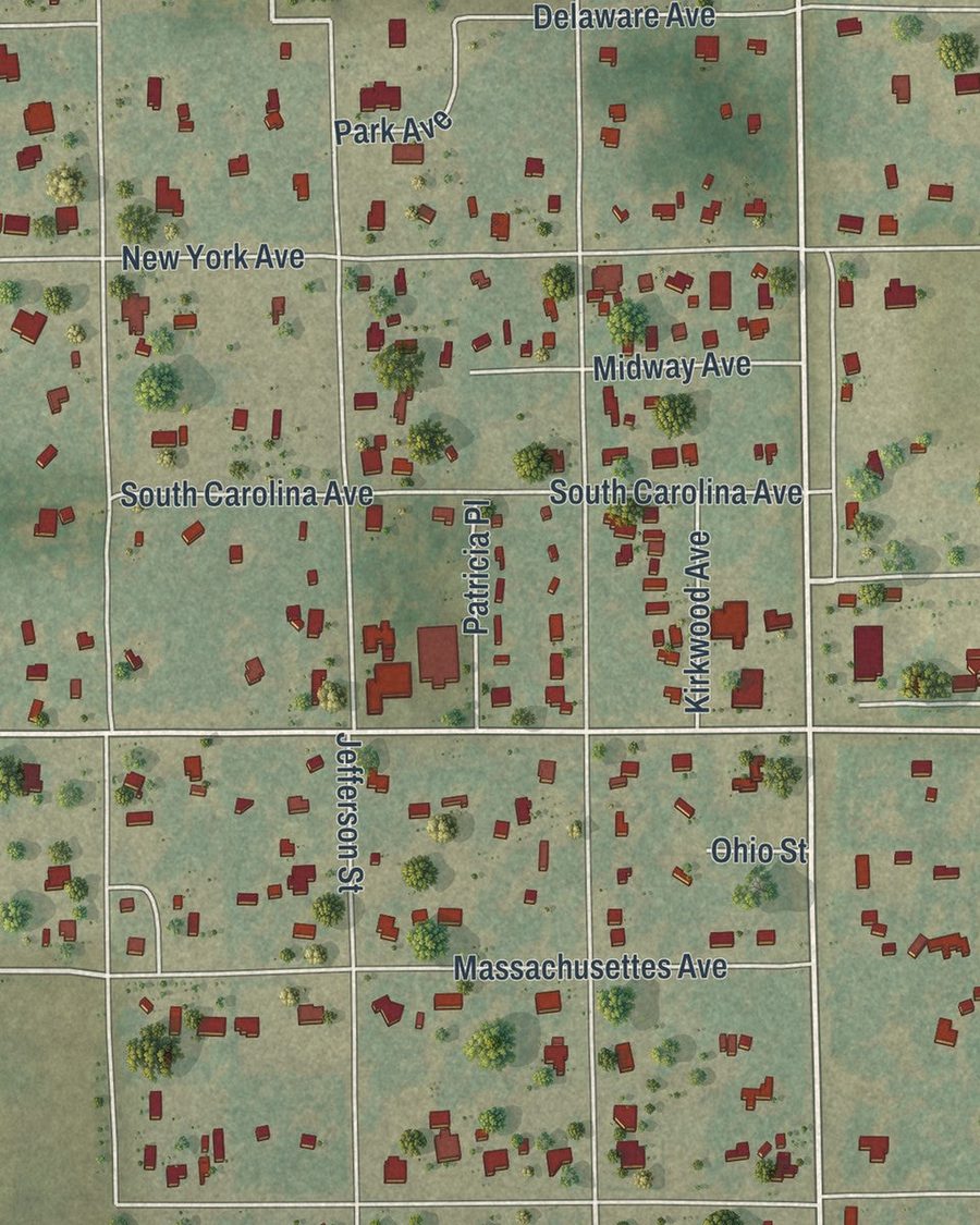 Close-up of Astatula streets on the map