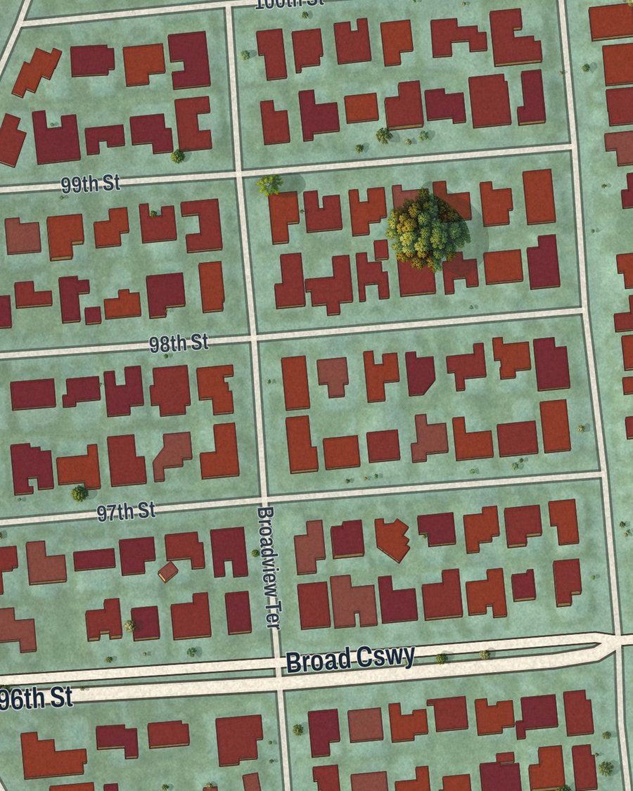 Close-up of Bay Harbor Islands streets on the map