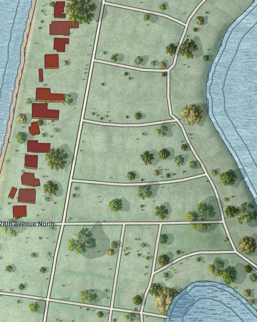 Close-up of Belleair Shore streets on the map