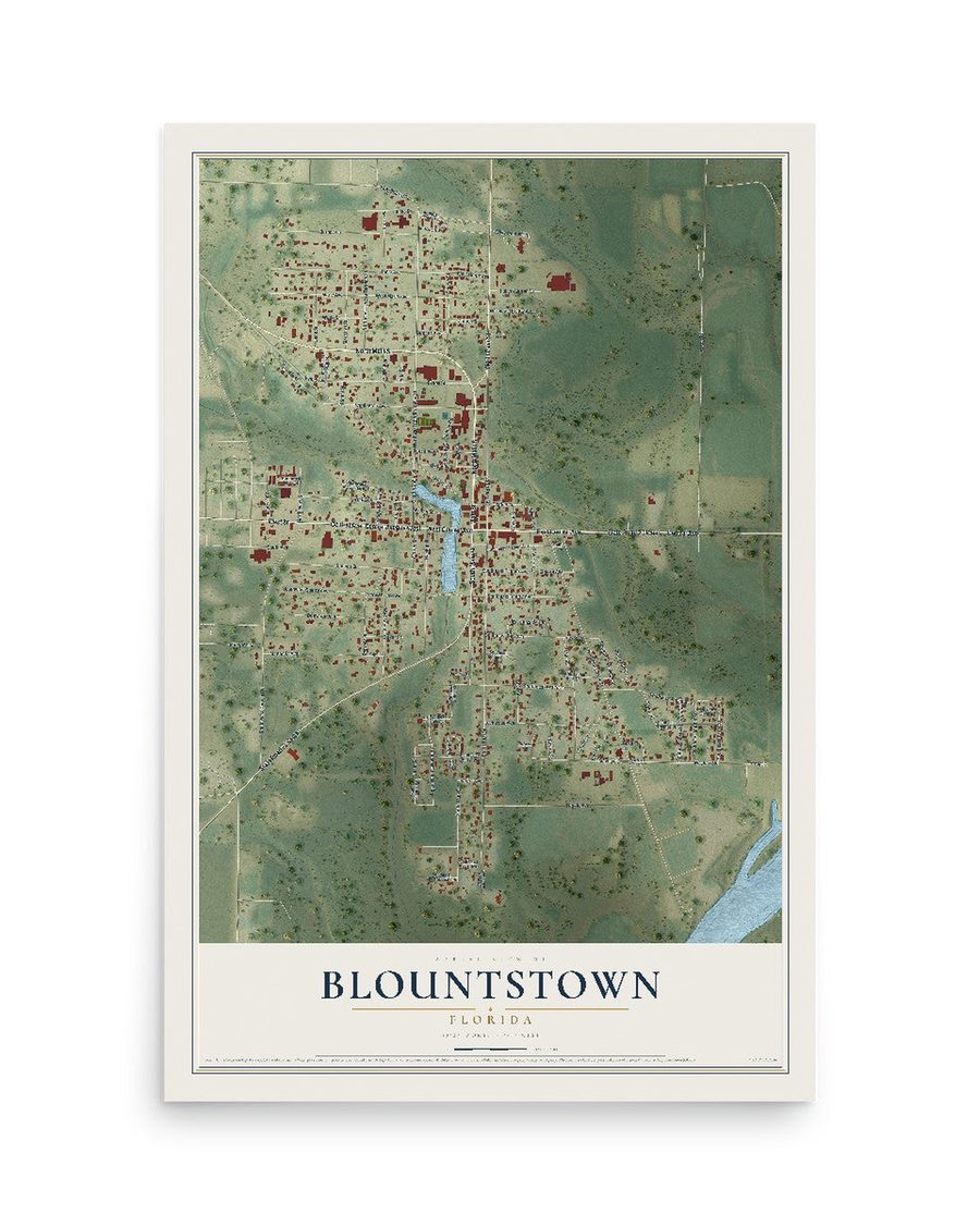 Blountstown, Florida map print, 12 x 18 in, print only