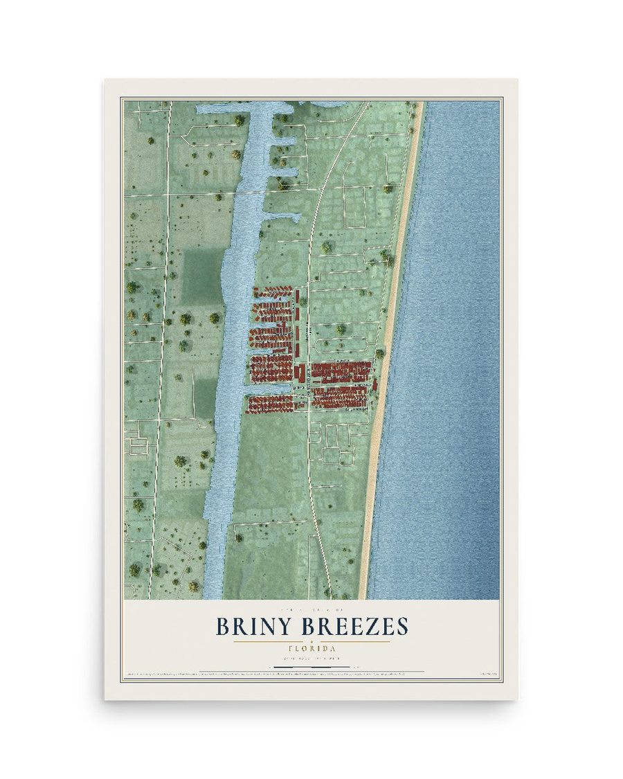 Briny Breezes, Florida map print, 12 x 18 in, print only