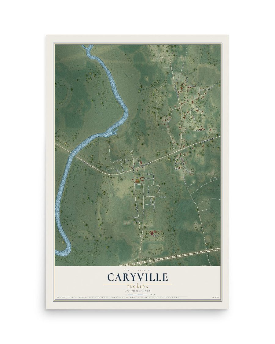 Caryville, Florida map print, 12 x 18 in, print only