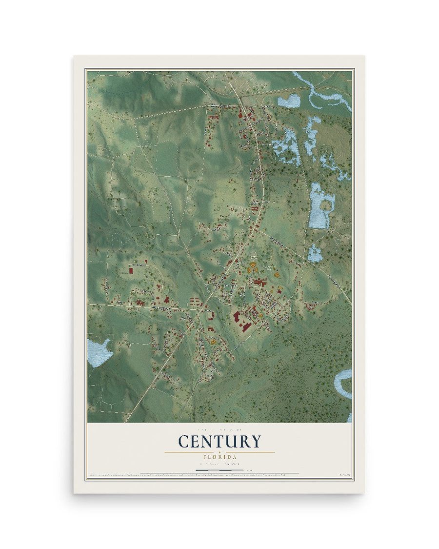 Century, Florida map print, 12 x 18 in, print only