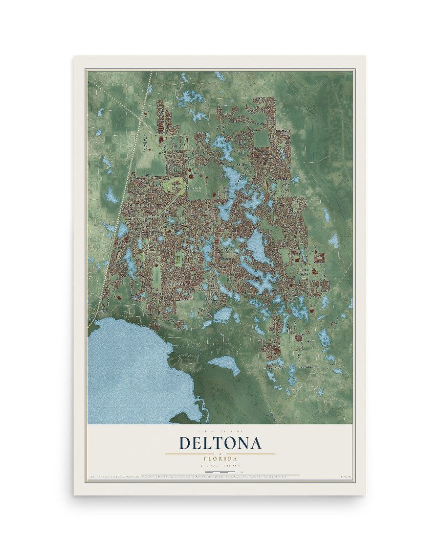 Deltona, Florida map print, 12 x 18 in, print only