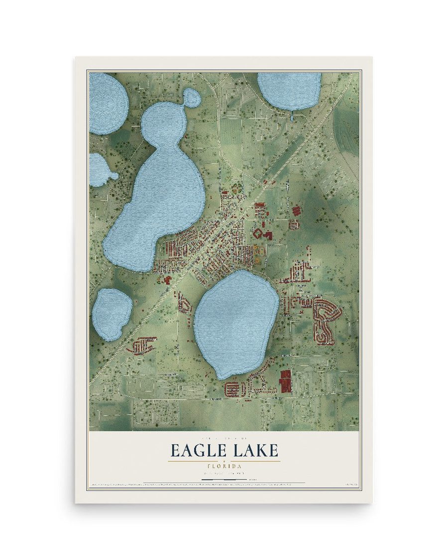 Eagle Lake, Florida map print, 12 x 18 in, print only