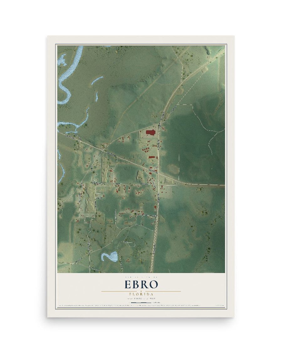 Ebro, Florida map print, 12 x 18 in, print only
