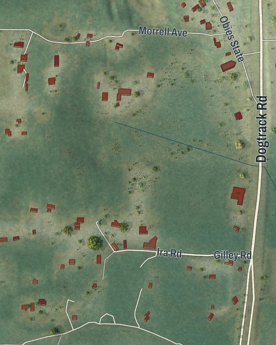 Close-up of Ebro streets on the map