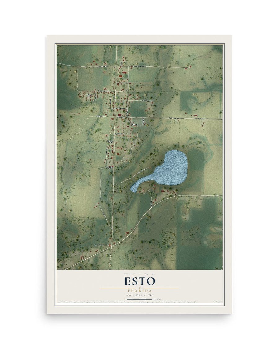 Esto, Florida map print, 12 x 18 in, print only