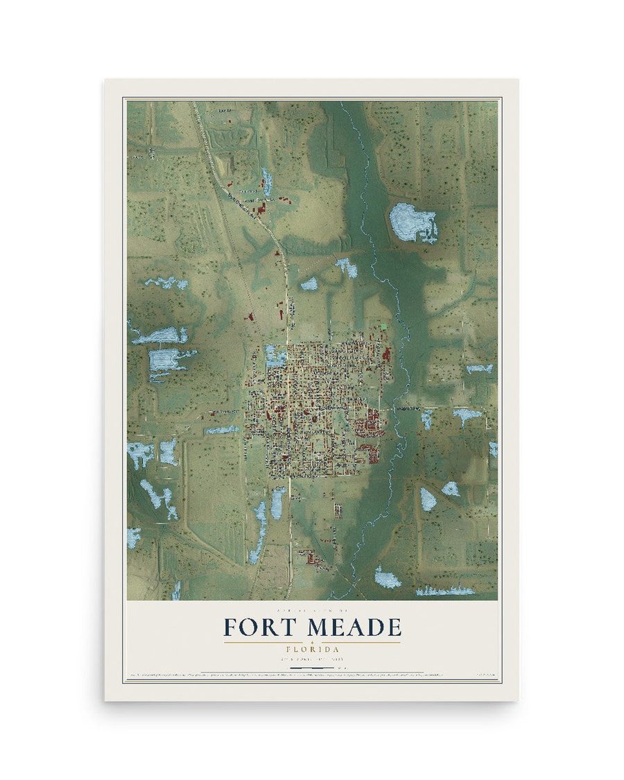 Fort Meade, Florida map print, 12 x 18 in, print only