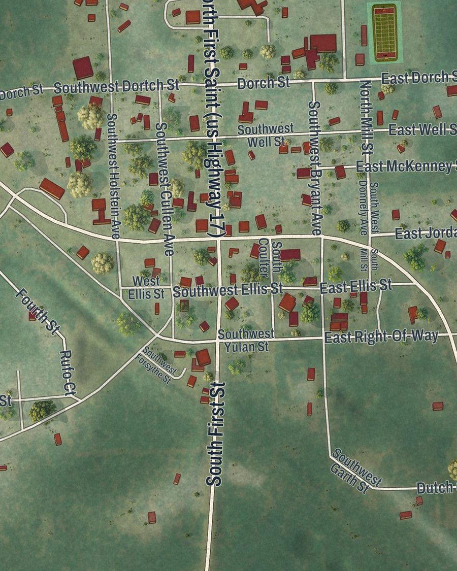 Close-up of Fort White streets on the map