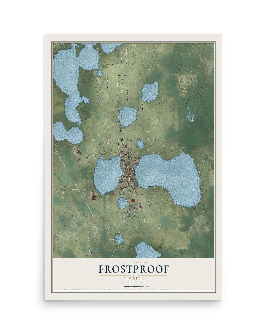 Frostproof, Florida map print, 12 x 18 in, print only