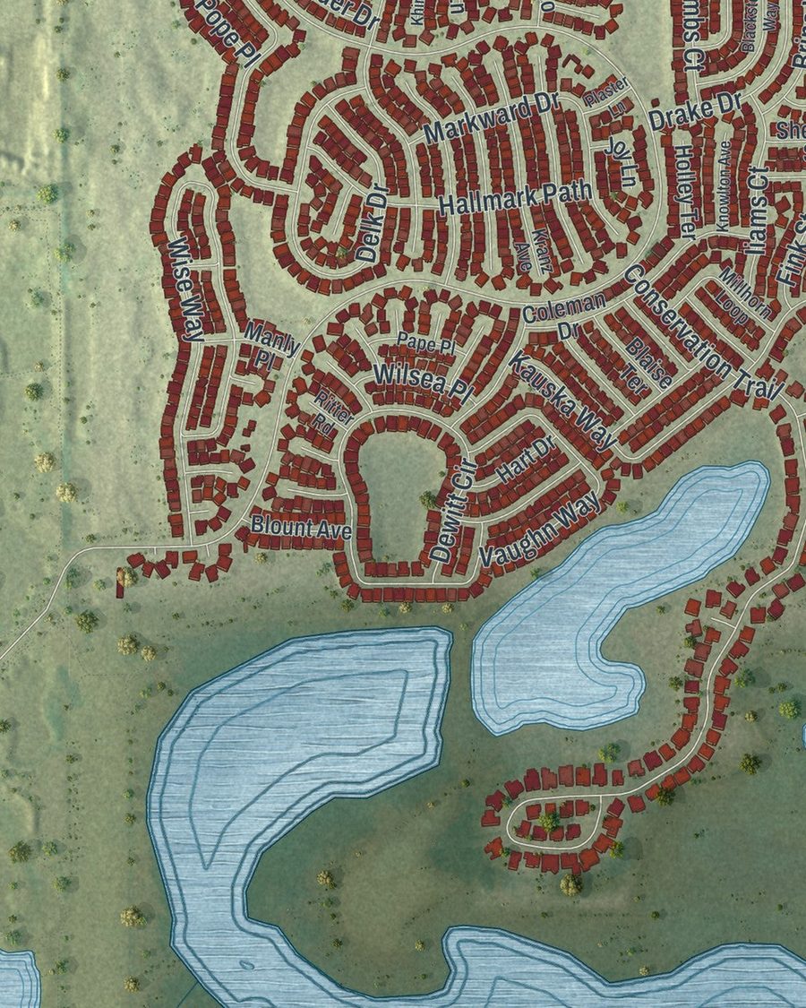 Close-up of Fruitland Park streets on the map