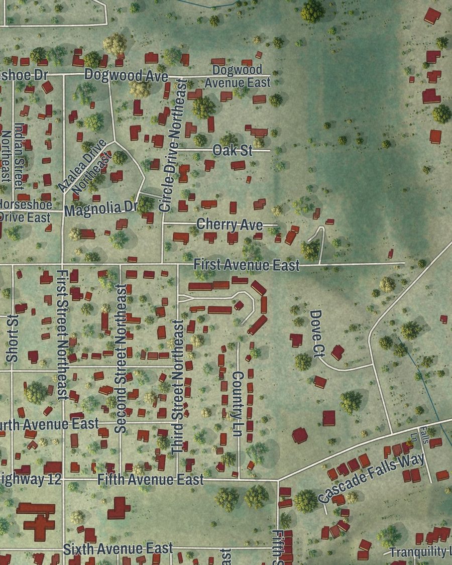 Close-up of Havana streets on the map