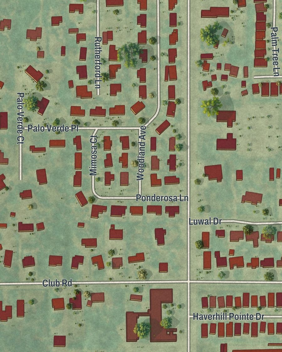 Close-up of Haverhill streets on the map