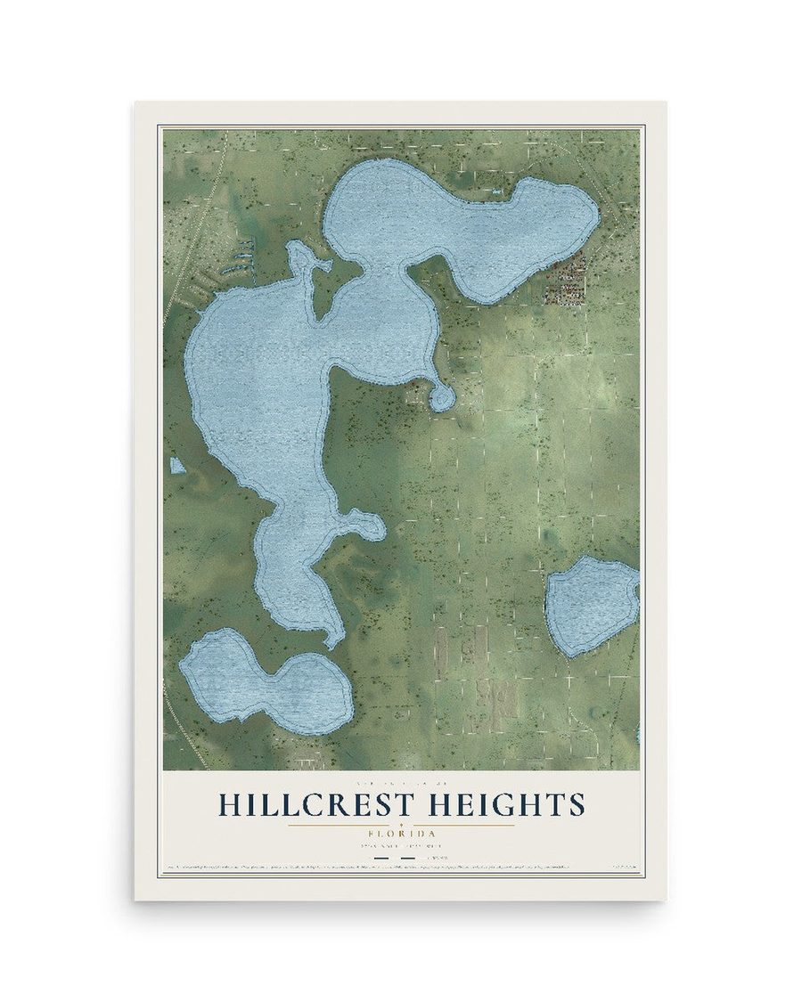 Hillcrest Heights, Florida map print, 12 x 18 in, print only