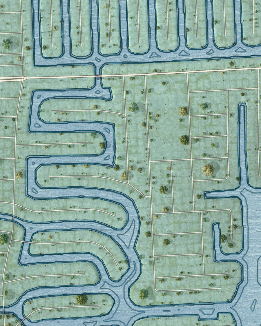 Close-up of Hillsboro Beach streets on the map