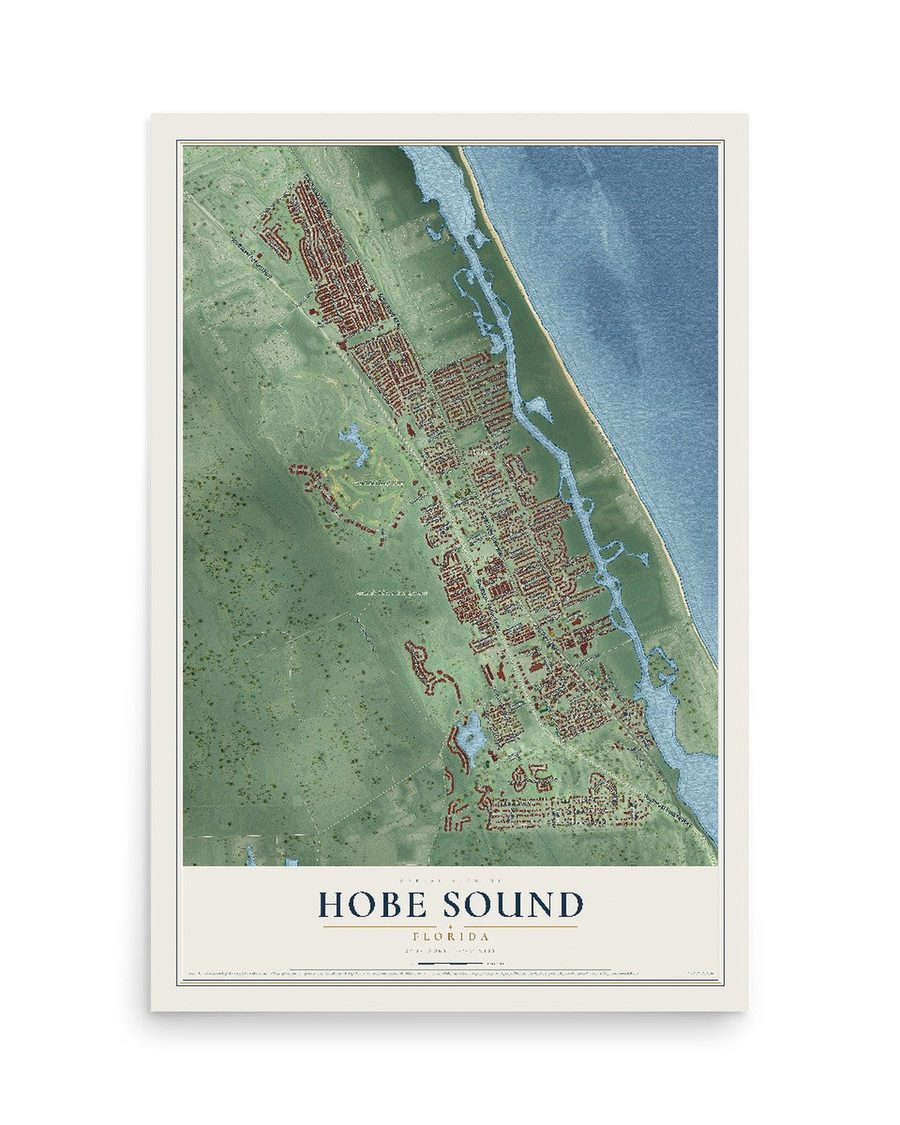 Hobe Sound, Florida map print, 12 x 18 in, print only
