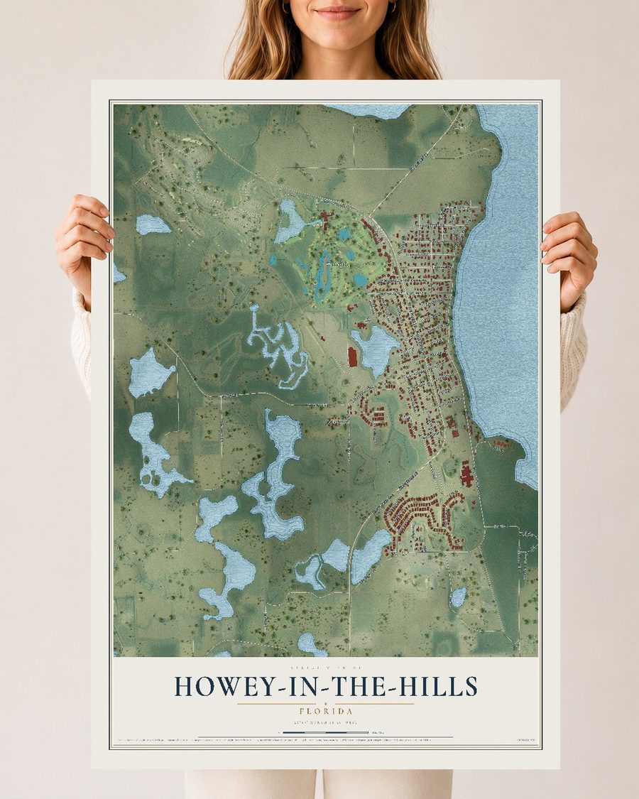 Howey-in-the-Hills, Florida map print, 24 x 36 in, print only