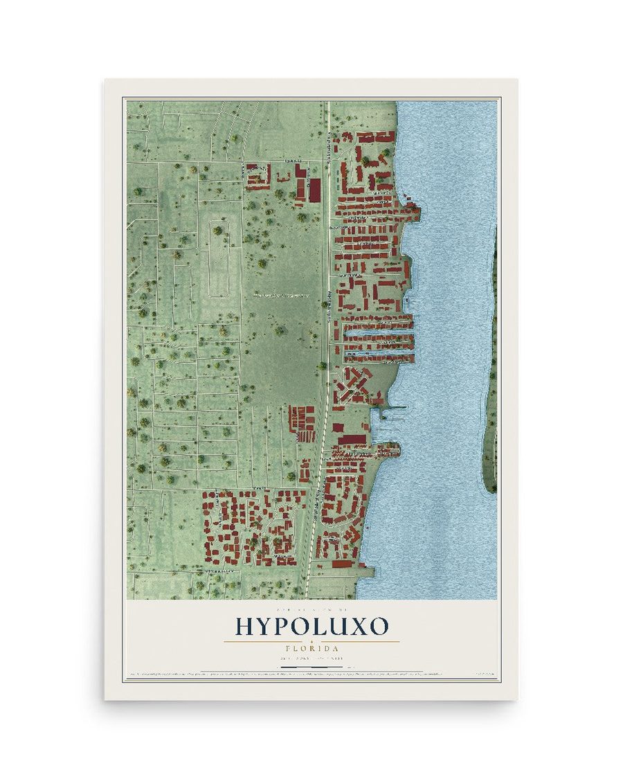 Hypoluxo, Florida map print, 12 x 18 in, print only
