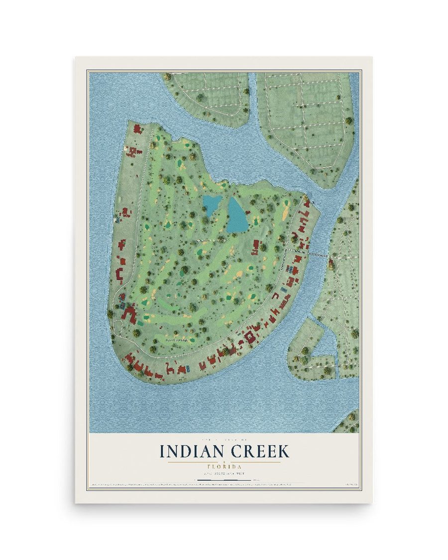 Indian Creek, Florida map print, 12 x 18 in, print only