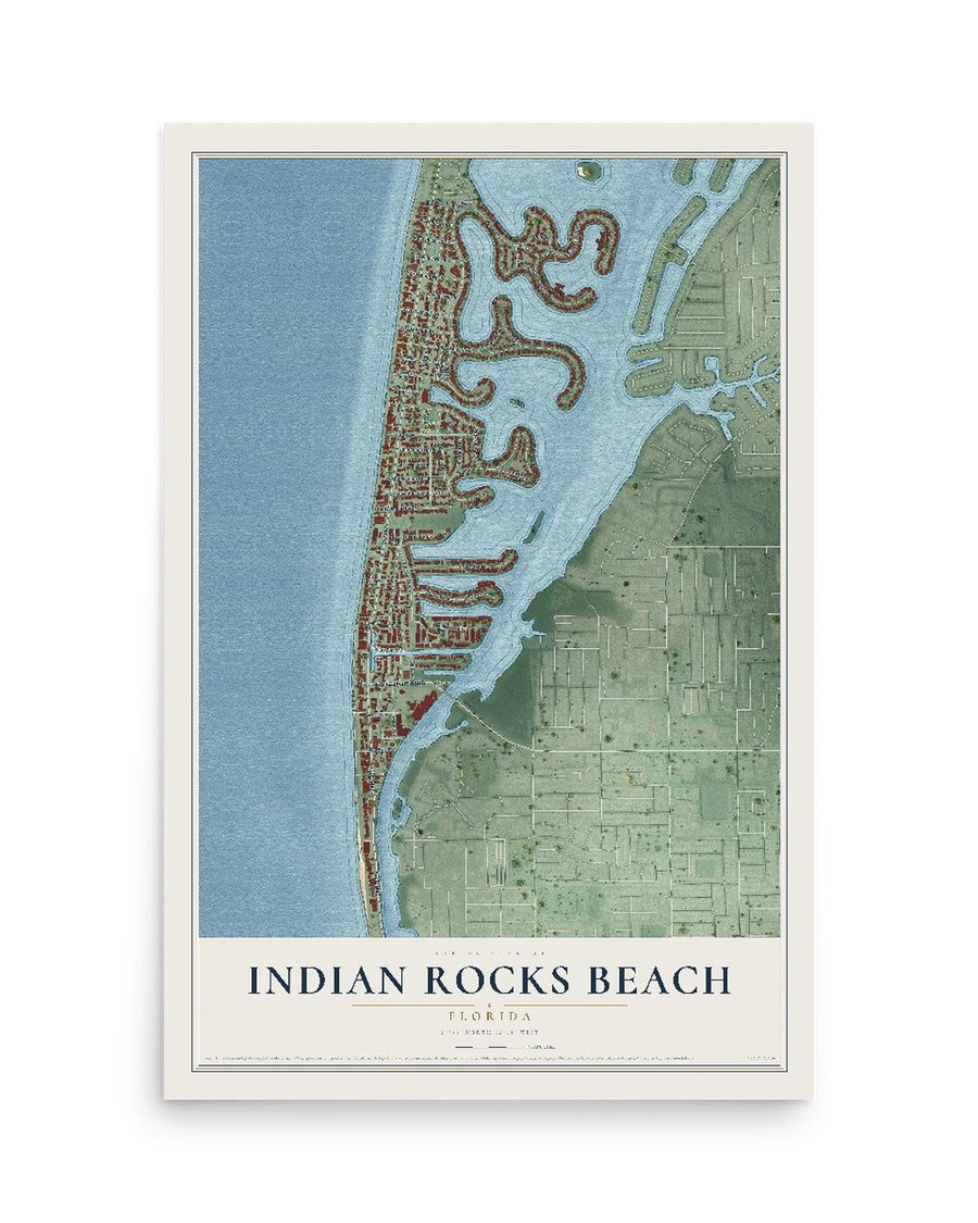 Indian Rocks Beach, Florida map print, 12 x 18 in, print only