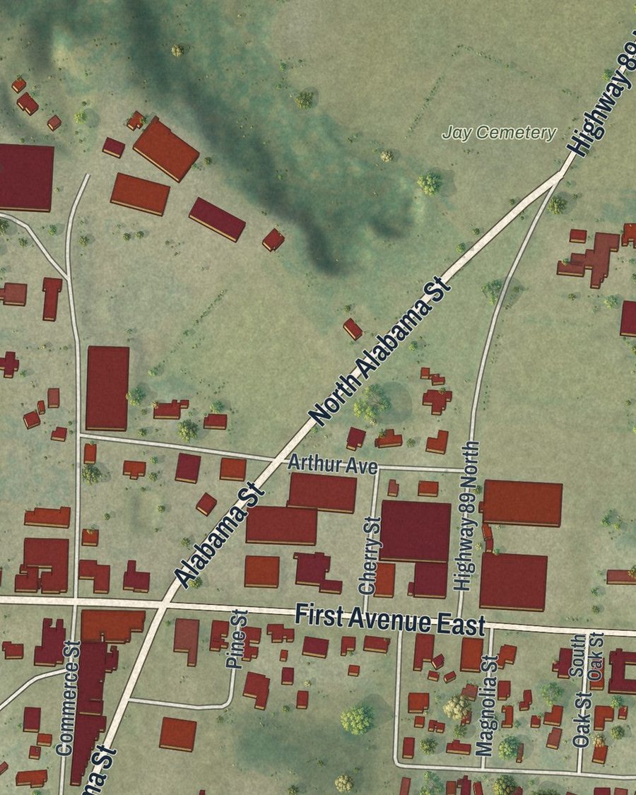 Close-up of Jay streets on the map