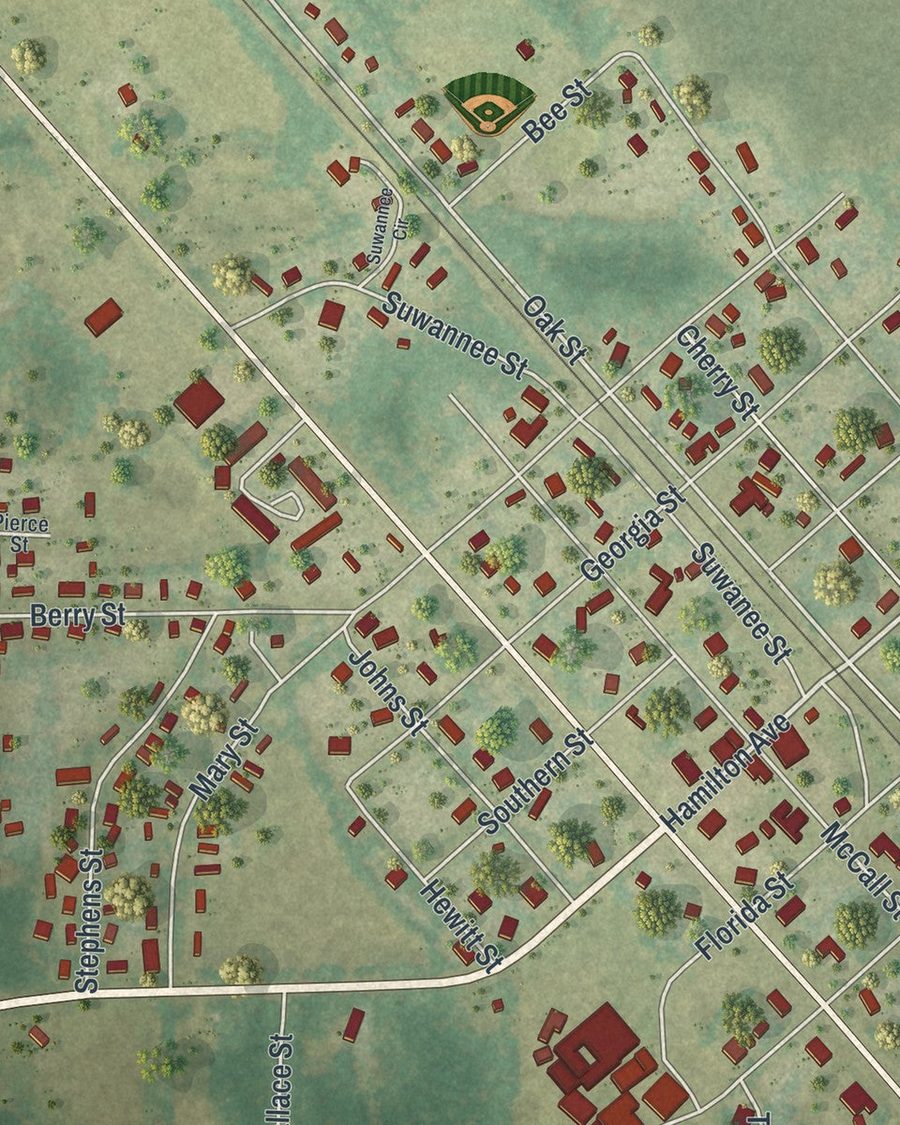 Close-up of Jennings streets on the map